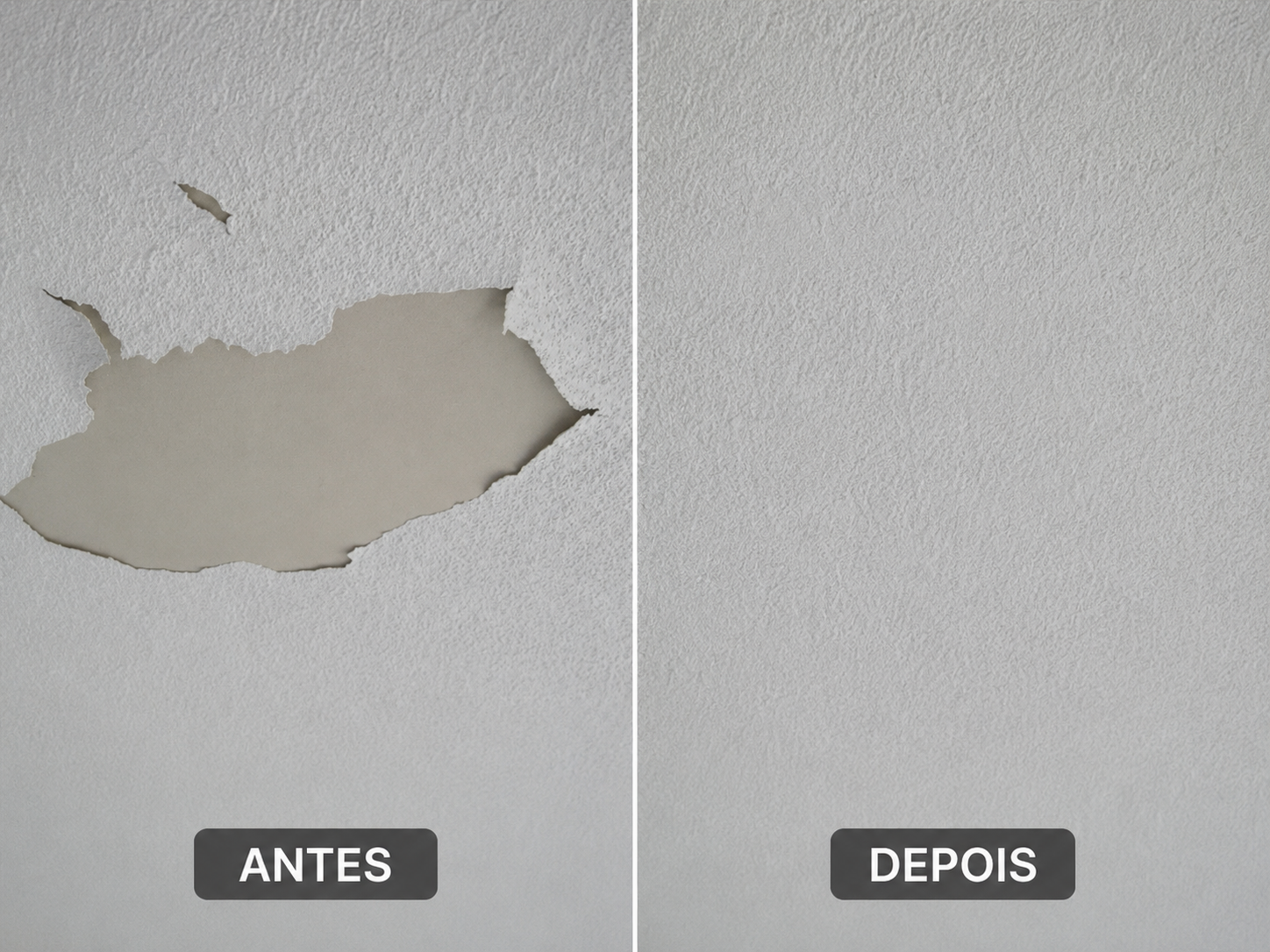 Antes e depois - Reparo de gesso