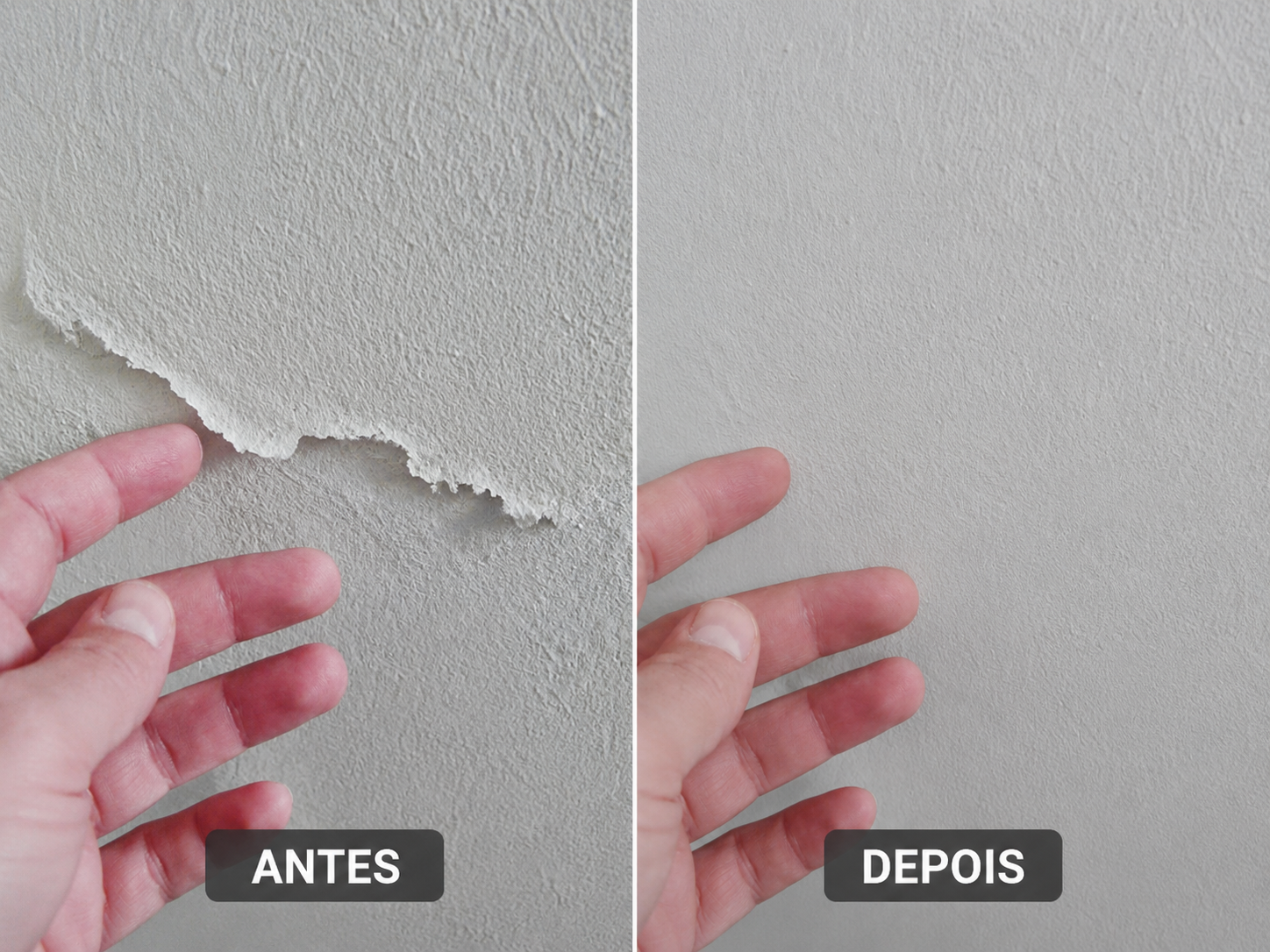 Antes e depois - Reparo de forro